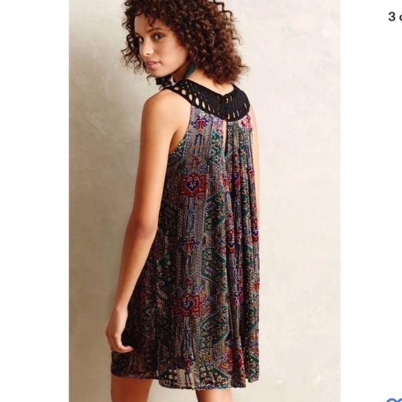 Anthropologie Moulinette Soeurs Velvet golden thread shimmer dress size Large - Picture 5 of 8